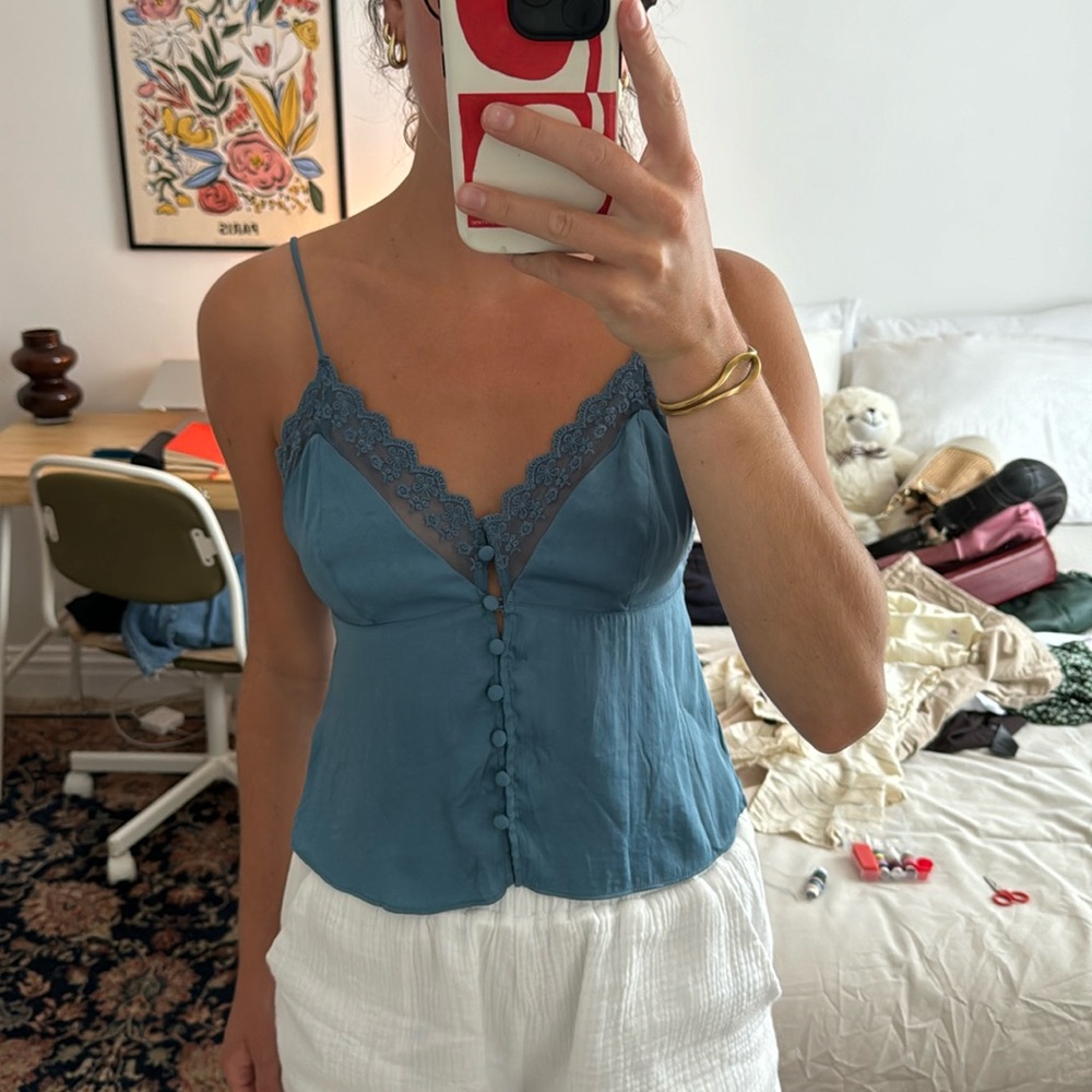 Urban outfitters lace button front top
